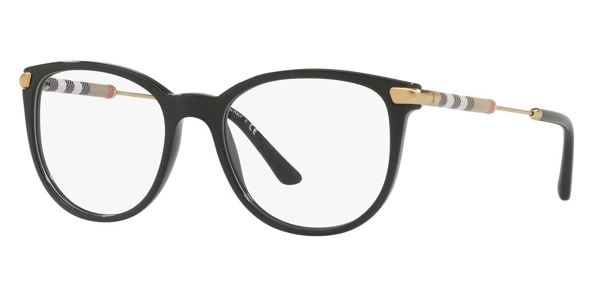 Burberry Black Gold Women Designer Square Frames Eyeglasses BE 2255Q 3001 51