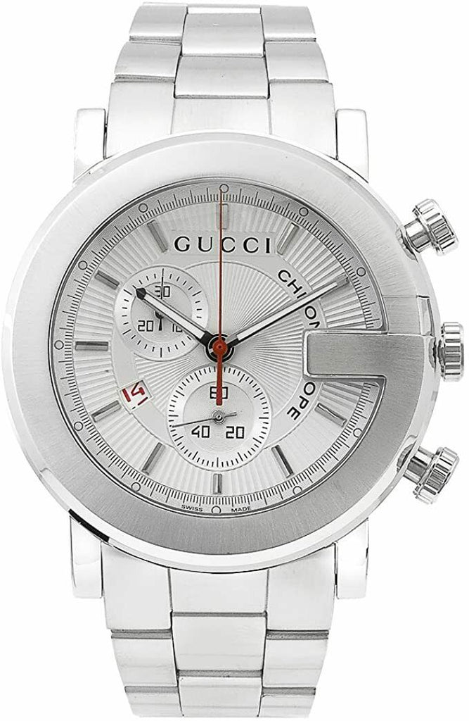 Gucci 101 G-Chrono 43mm White Dial Men's Round Steel Watch YA101339
