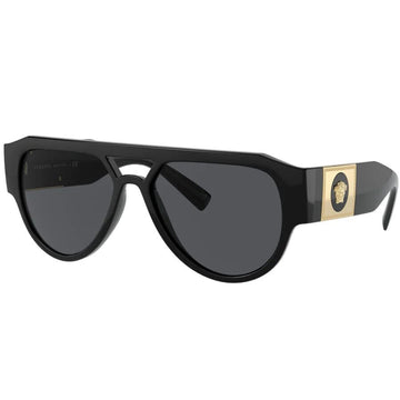 VERSACE Medusa Black Gold Grey Pilot Sunglasses VE 4401 GB1/87 XL