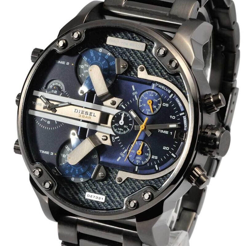 DIESEL Mr Daddy 2.0 Chronograph Blue Denim Large Mens Watch DZ7331