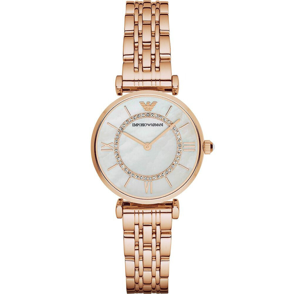 EMPORIO ARMANI Gianni T-Bar 32mm Rose Gold Steel Women's Watch AR1909