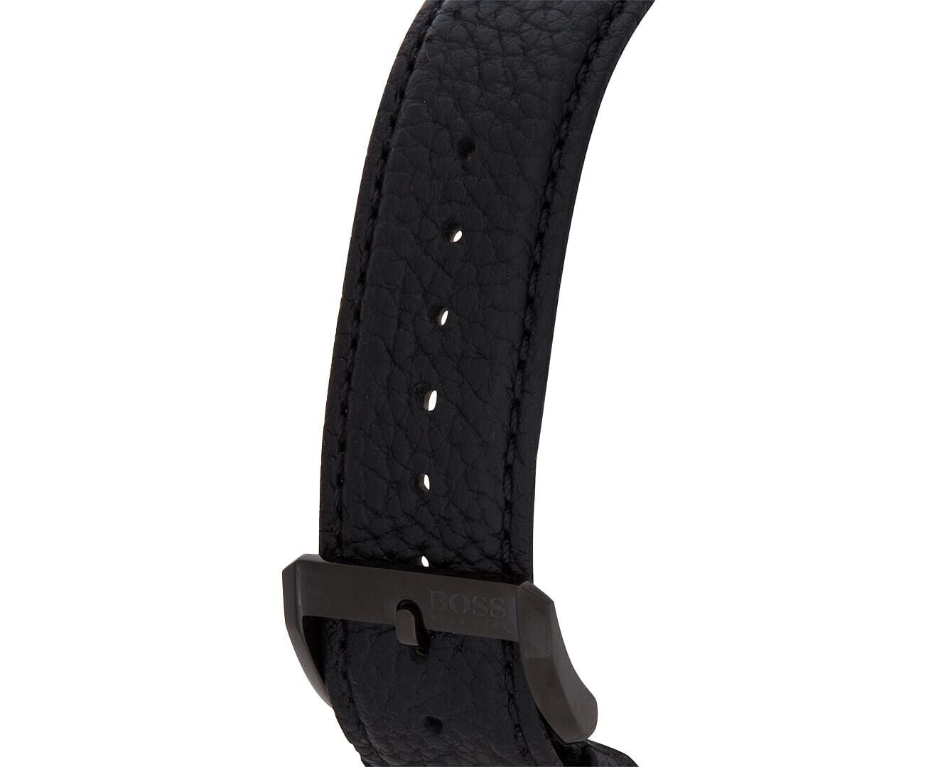 HUGO BOSS Aeroliner Chronograph 44mm Leather Black Men Watch 1512567