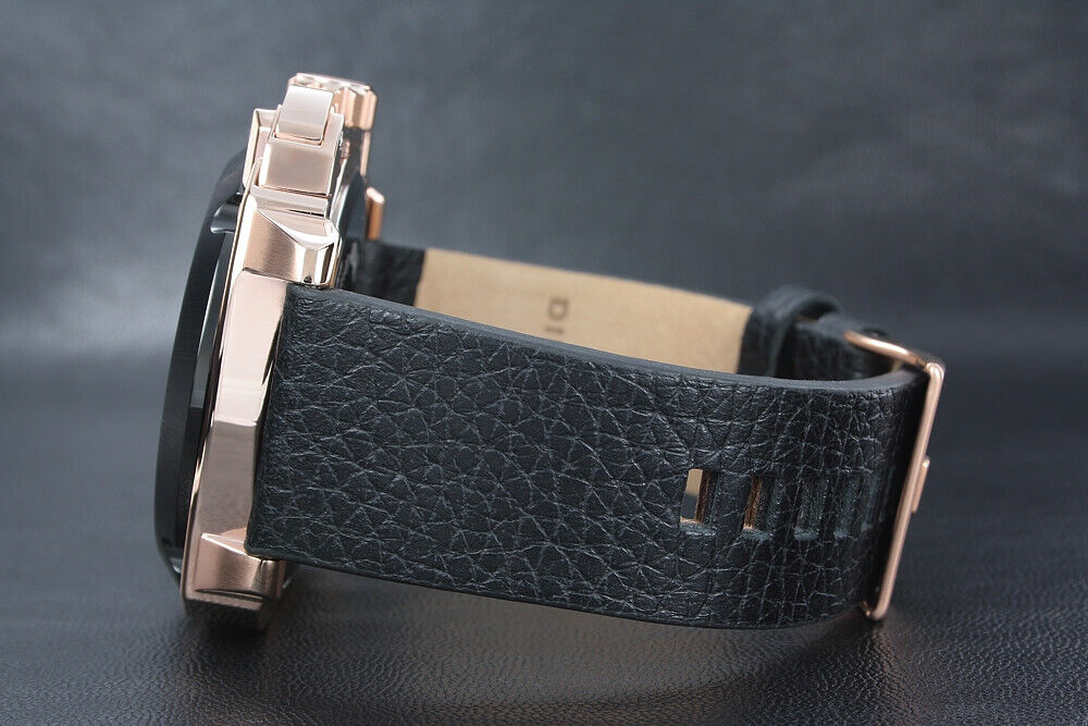 DIESEL BAMF Chronograph Black Rose Gold Leather Men's Watch DZ7346