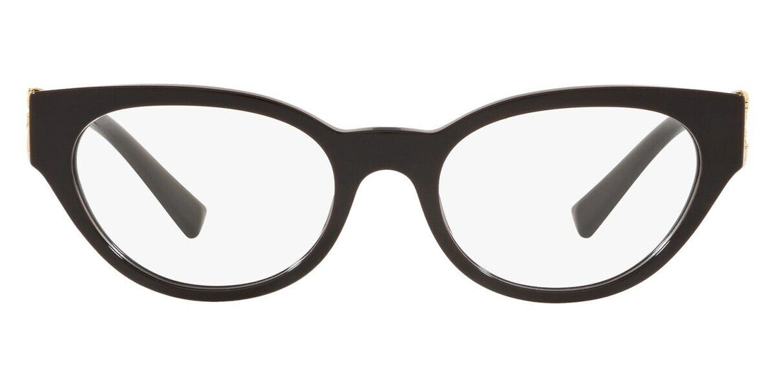 Genuine VERSACE Black Gold Frame Cat Eye Women Eyeglasses VE 3282 GB1 53mm