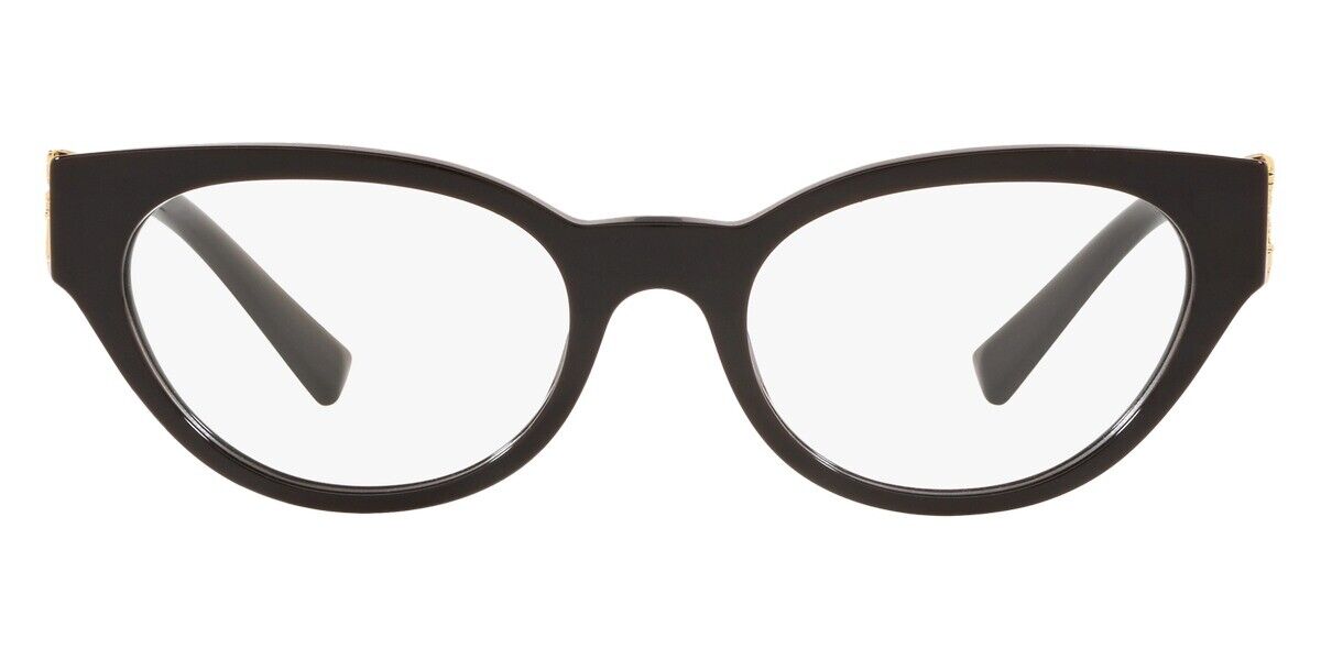 Genuine VERSACE Black Gold Frame Cat Eye Women Eyeglasses VE 3282 GB1 53mm