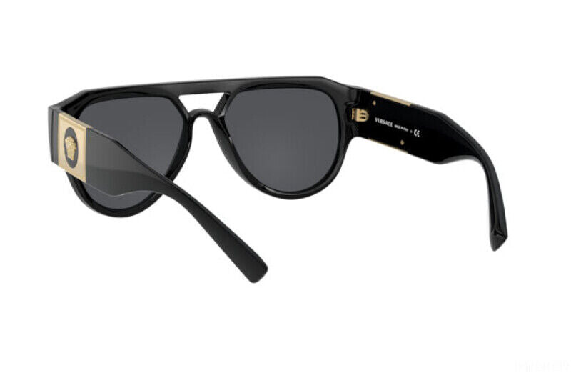 VERSACE Medusa Black Gold Grey Pilot Sunglasses VE 4401 GB1/87 XL