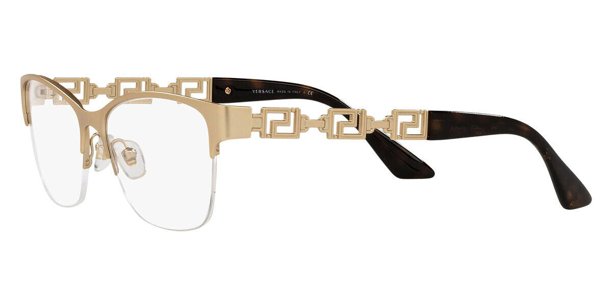 VERSACE Matte Gold Half Rim Metal Women Eyeglasses Frame VE1270 1410 54mm
