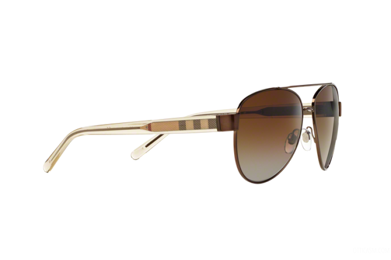 BURBERRY Brushed Brown Metal Aviator Sunglasses BE 3084 1212/T5