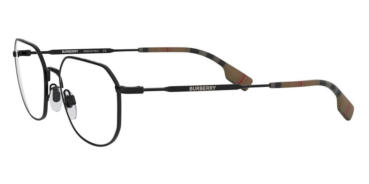 BURBERRY Matte Black Metal Square Frame Mens 54mm Eyeglasses BE 1335 1007