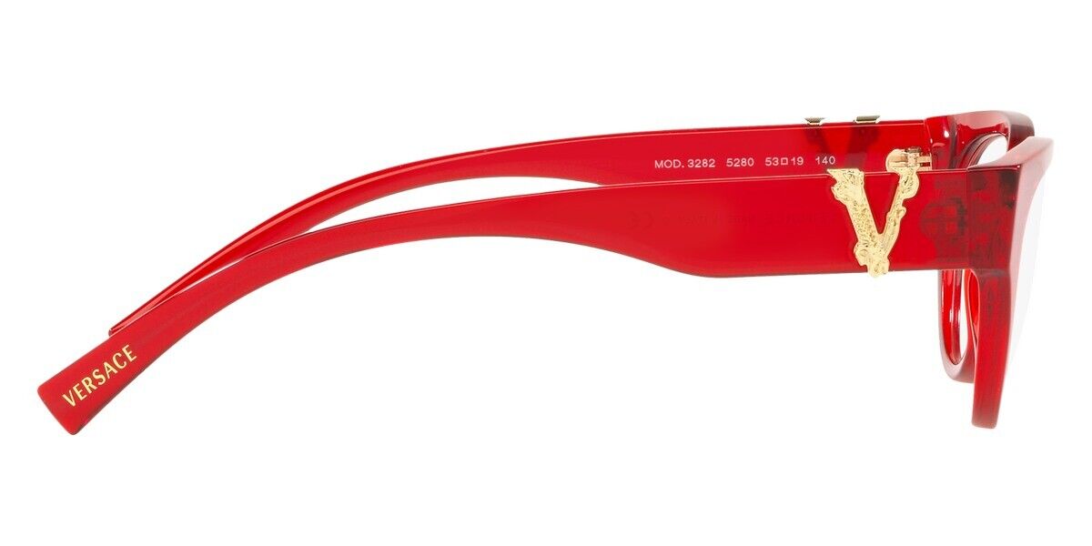 VERSACE Transparent Red Gold Oval Frame 53mm Women Eyeglasses VE 3282 5280