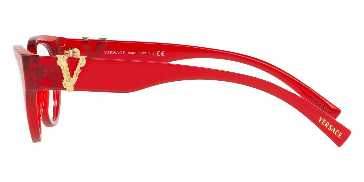 VERSACE Transparent Red Gold Oval Frame 53mm Women Eyeglasses VE 3282 5280