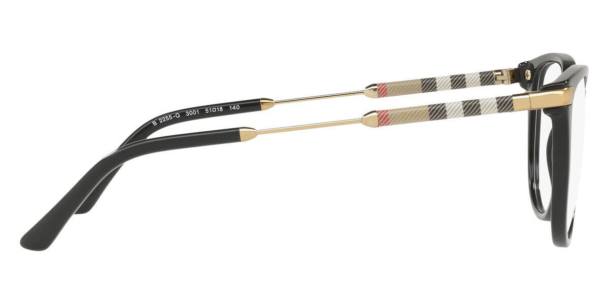 Burberry Black Gold Women Designer Square Frames Eyeglasses BE 2255Q 3001 51