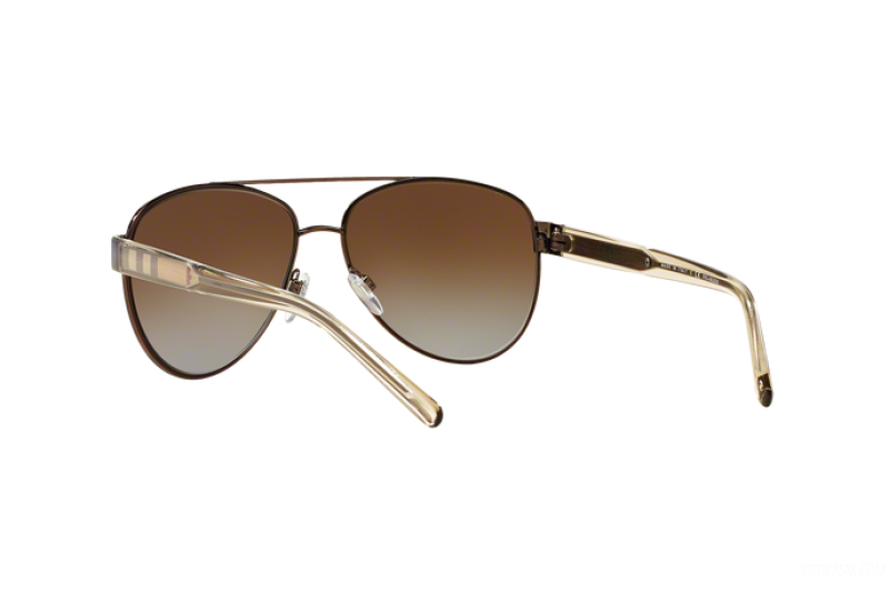 BURBERRY Brushed Brown Metal Aviator Sunglasses BE 3084 1212/T5