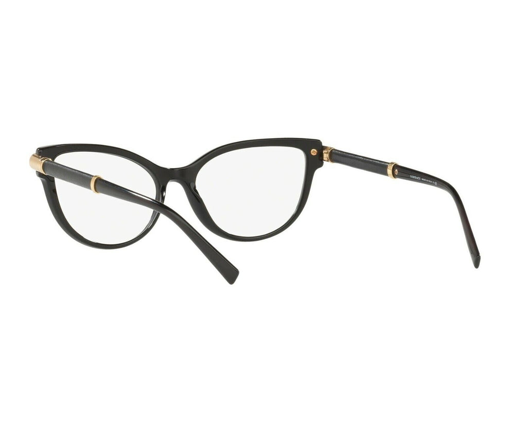 VERSACE V-Rock Black Gold Cat Eye EyeGlasses Frame Glasses VE 3270Q GB1 54