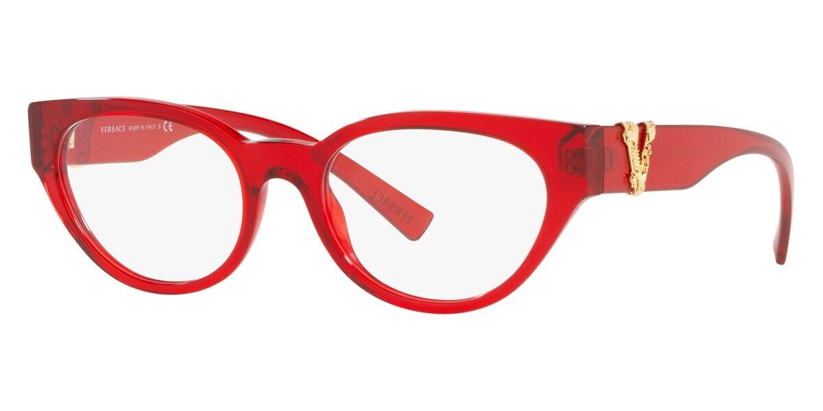 VERSACE Transparent Red Gold Oval Frame 53mm Women Eyeglasses VE 3282 5280