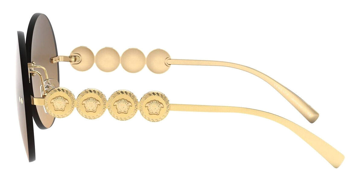 VERSACE Medusa Gold Brown Orange Round Oversized Sunglasses VE 2214 100218