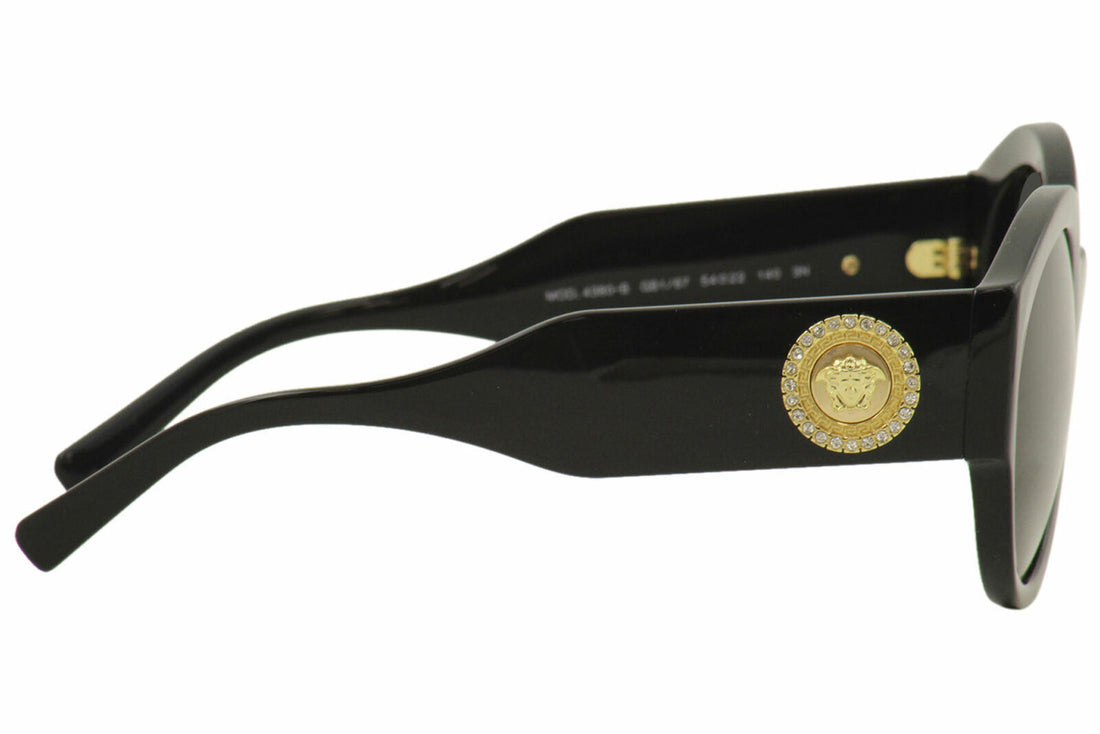 VERSACE Round Medusa Crystal Gold Black Sunglasses VE 4380B GB1/87