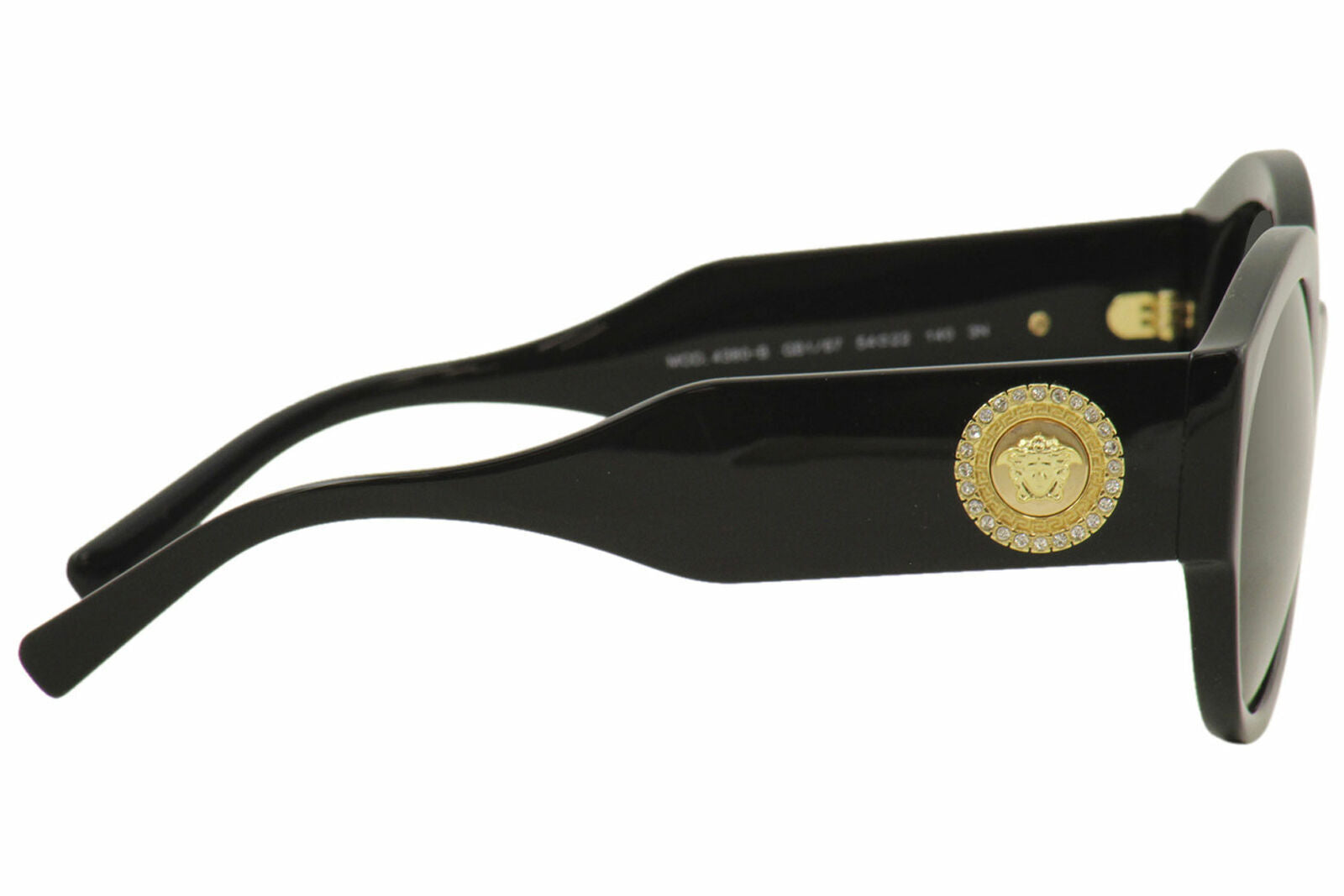 VERSACE Round Medusa Crystal Gold Black Sunglasses VE 4380B GB1/87