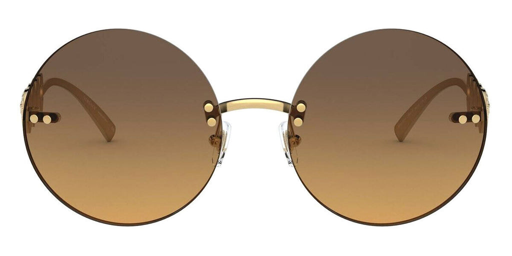 VERSACE Medusa Gold Brown Orange Round Oversized Sunglasses VE 2214 100218