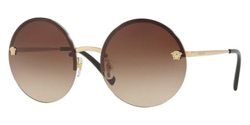 VERSACE Gold Brown Medusa Round Metal Women Sunglasses VE 2176 125213