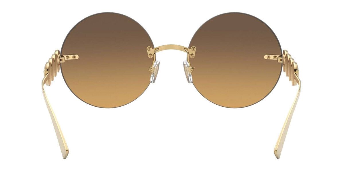 VERSACE Medusa Gold Brown Orange Round Oversized Sunglasses VE 2214 100218