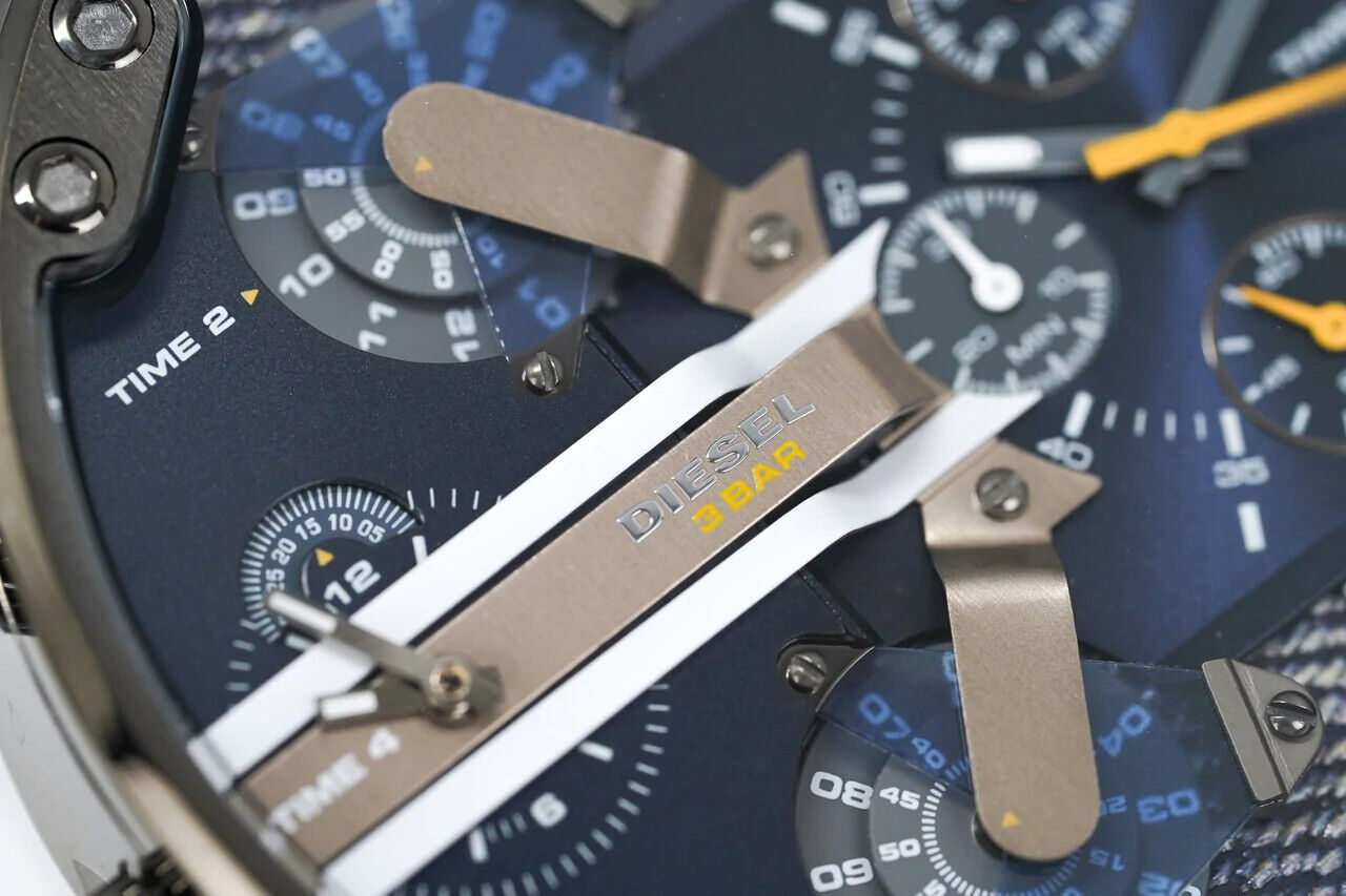 DIESEL Mr Daddy 2.0 Chronograph Blue Denim Large Mens Watch DZ7331