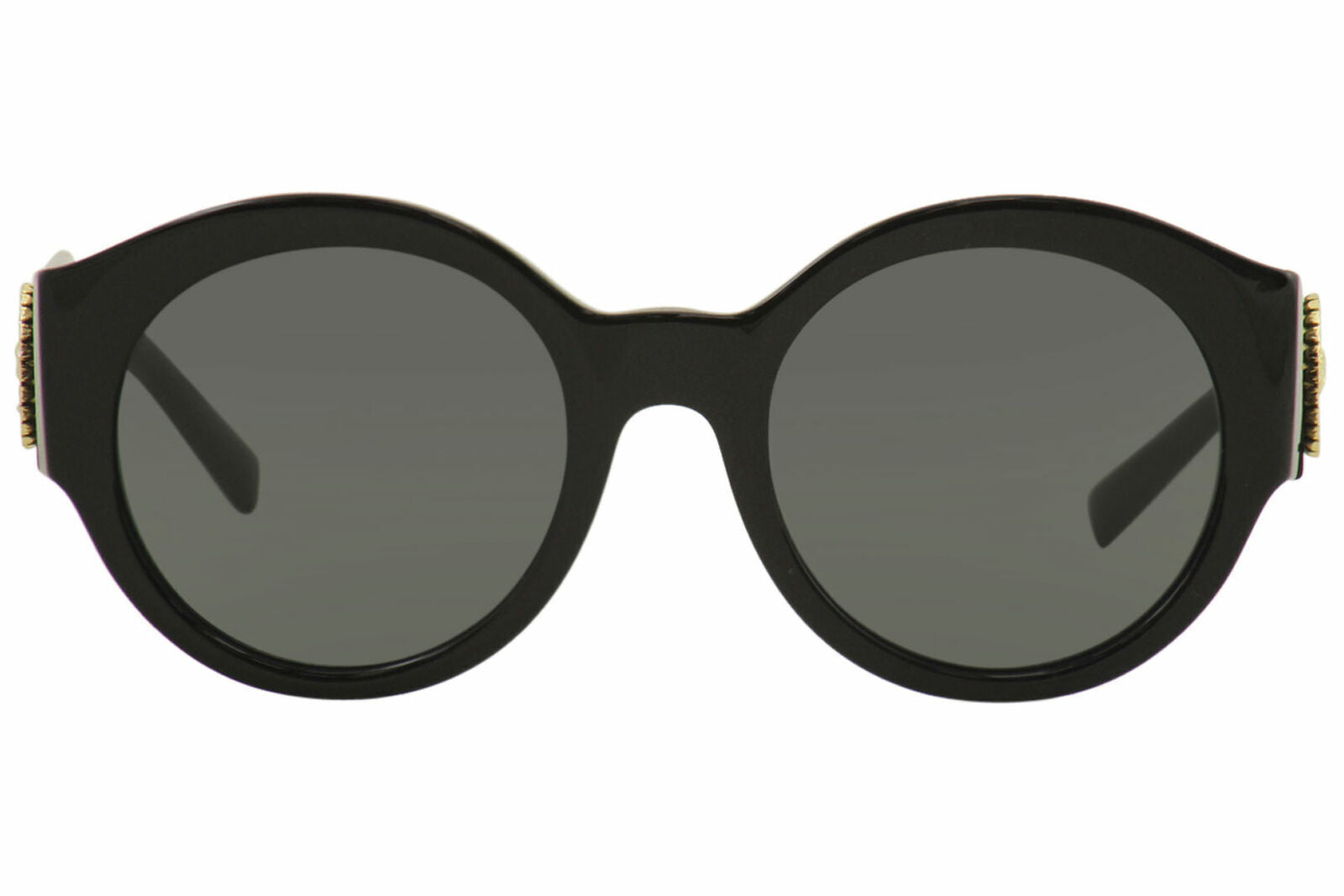 VERSACE Round Medusa Crystal Gold Black Sunglasses VE 4380B GB1/87