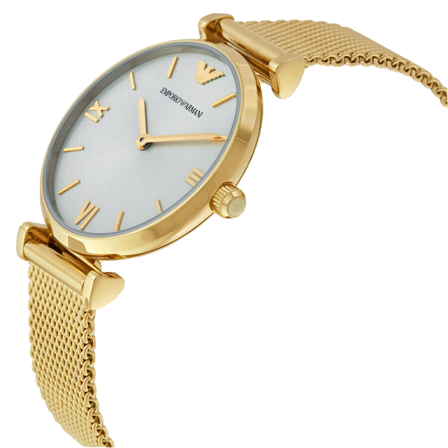 EMPORIO ARMANI Gianni T 32mm Gold Mesh Steel Women's Watch AR1957