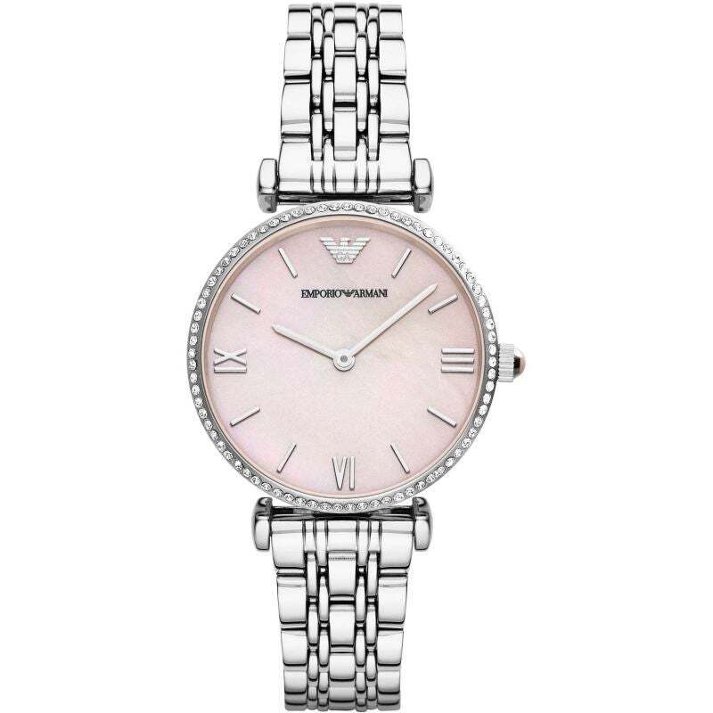 EMPORIO ARMANI Pink Mother of Pearl 32mm Crystal Women's Watch AR1779