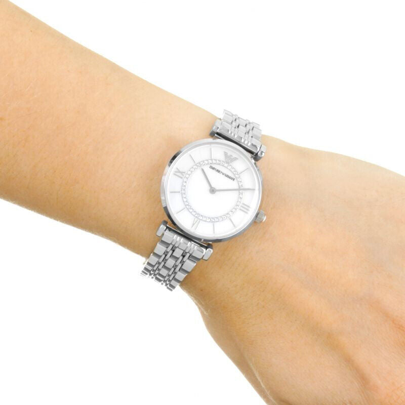 EMPORIO ARMANI Mother of Pearl Gianni T-Bar 32mm Womens Watch AR1908