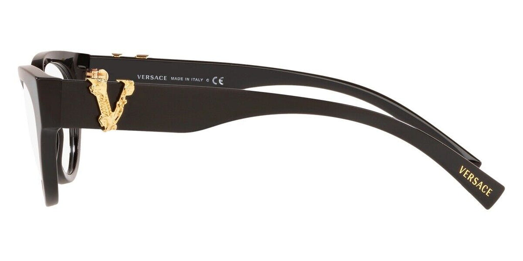 Genuine VERSACE Black Gold Frame Cat Eye Women Eyeglasses VE 3282 GB1 53mm