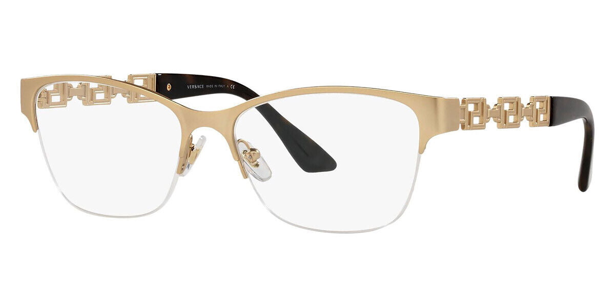 VERSACE Matte Gold Half Rim Metal Women Eyeglasses Frame VE1270 1410 54mm