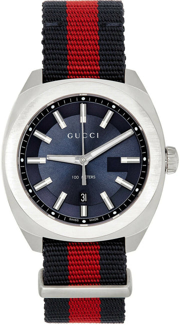 Gucci GG2570 41mm Nylon Strap Blue Dial Men's Wristwatch YA142304