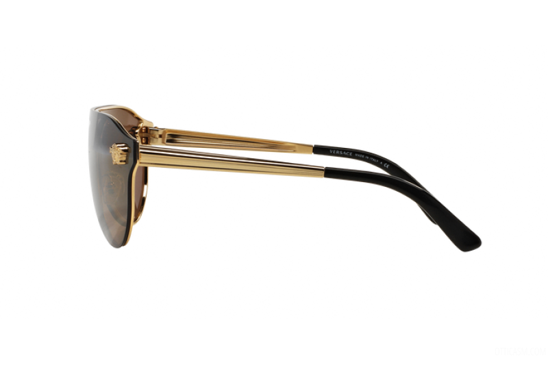 VERSACE Gold Brown Mirror Bronze Aviator Sunglasses VE 2161 1002F9