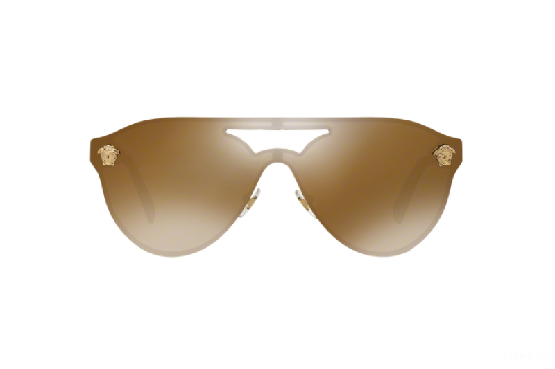 VERSACE Gold Brown Mirror Bronze Aviator Sunglasses VE 2161 1002F9