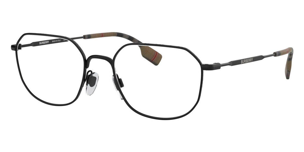BURBERRY Matte Black Metal Square Frame Mens 54mm Eyeglasses BE 1335 1007