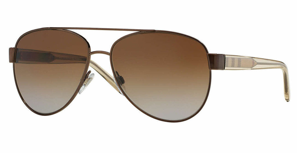 BURBERRY Brushed Brown Metal Aviator Sunglasses BE 3084 1212/T5