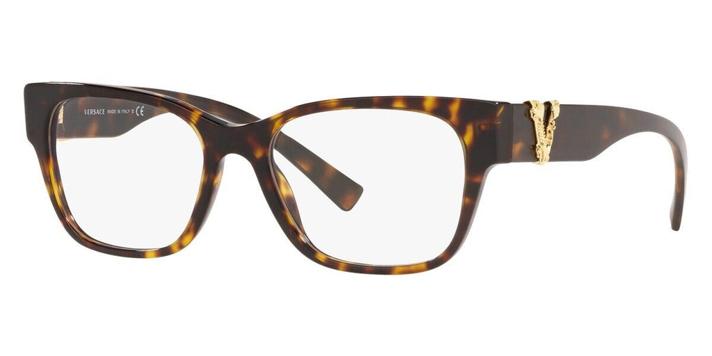 Genuine VERSACE Dark Havana Square Frame 52mm Women Eyeglasses VE 3283 108