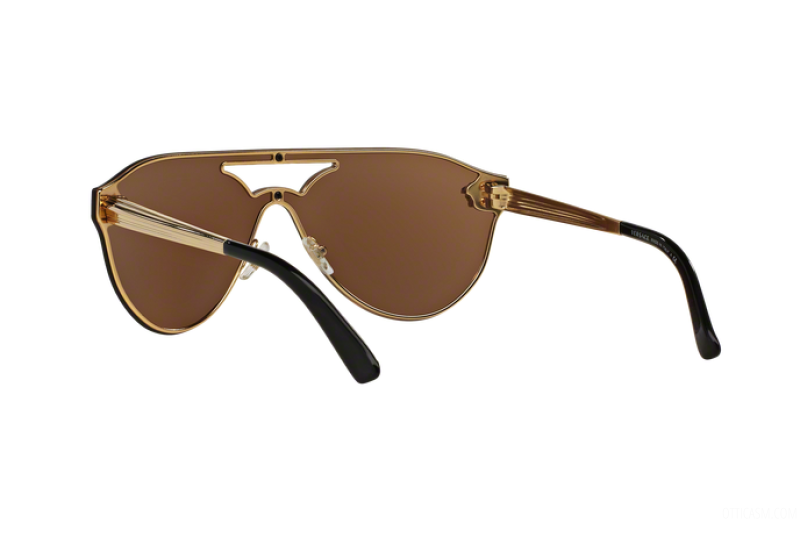 VERSACE Gold Brown Mirror Bronze Aviator Sunglasses VE 2161 1002F9