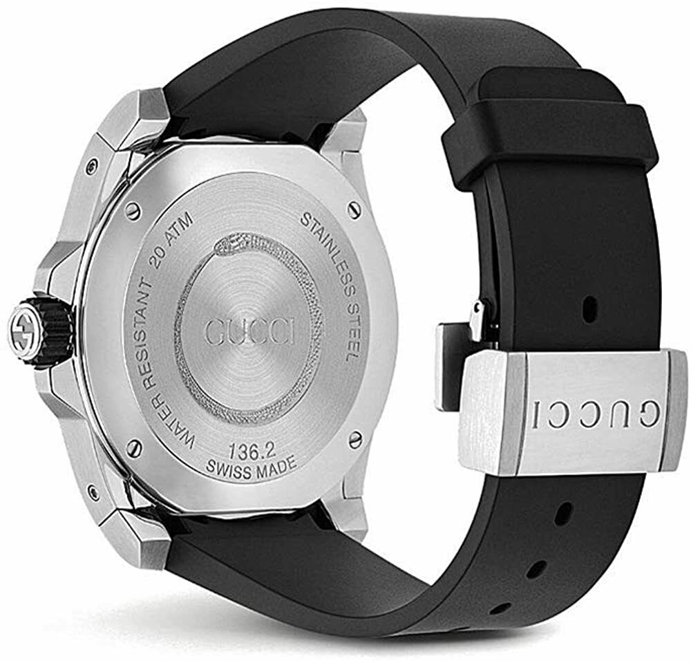 Gucci Dive 45mm King Snake Black Rubber Strap Men's Watch YA136217