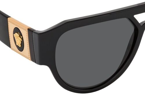 VERSACE Medusa Black Gold Grey Pilot Sunglasses VE 4401 GB1/87 XL