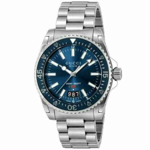 Gucci Dive 40mm Blue Dial Steel Bracelet Men’s Dress Watch YA136311