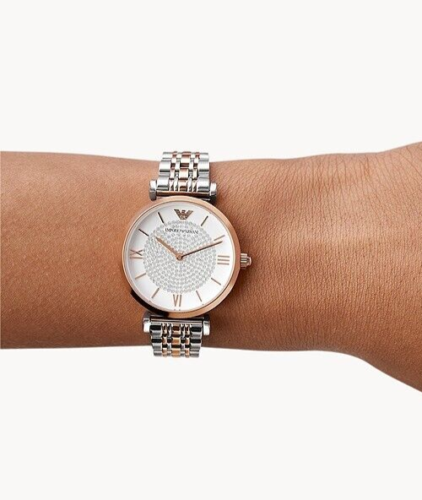 EMPORIO ARMANI 32mm Gianni T-Bar Crystals Steel Women's Watch AR1926