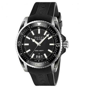 Gucci Dive 45mm Analog Swiss Quartz Black Dial Men's Watch YA136204