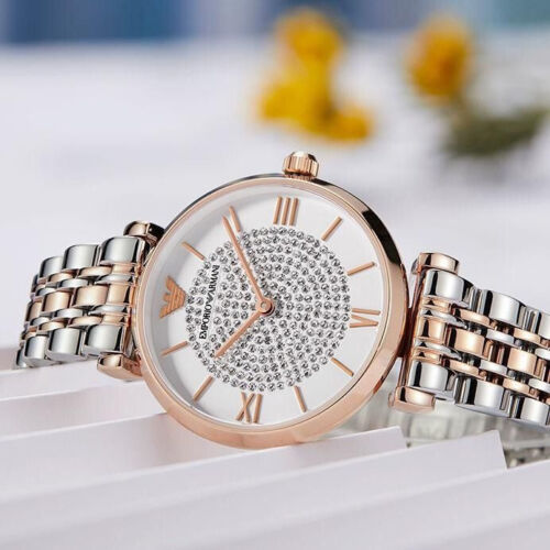 EMPORIO ARMANI 32mm Gianni T-Bar Crystals Steel Women's Watch