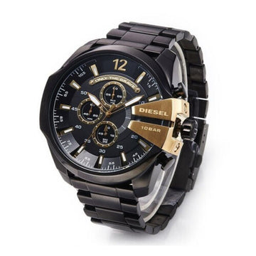 DIESEL Mega Chief 59mm Chronograph Gold Black Steel Men Watch DZ4338