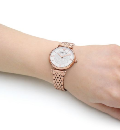 EMPORIO ARMANI Crystals 32mm Rose Gold Women's Dress Watch AR11244