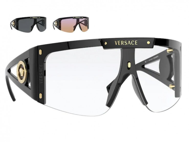 VERSACE Runway Medusa Icon Shield +3 Lens Women's Sunglasses VE 4393 GB1/1W 6